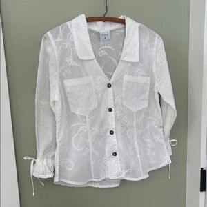 CMC color Me Cotton blouse button down shell buttons sz Med cruise wear beachy